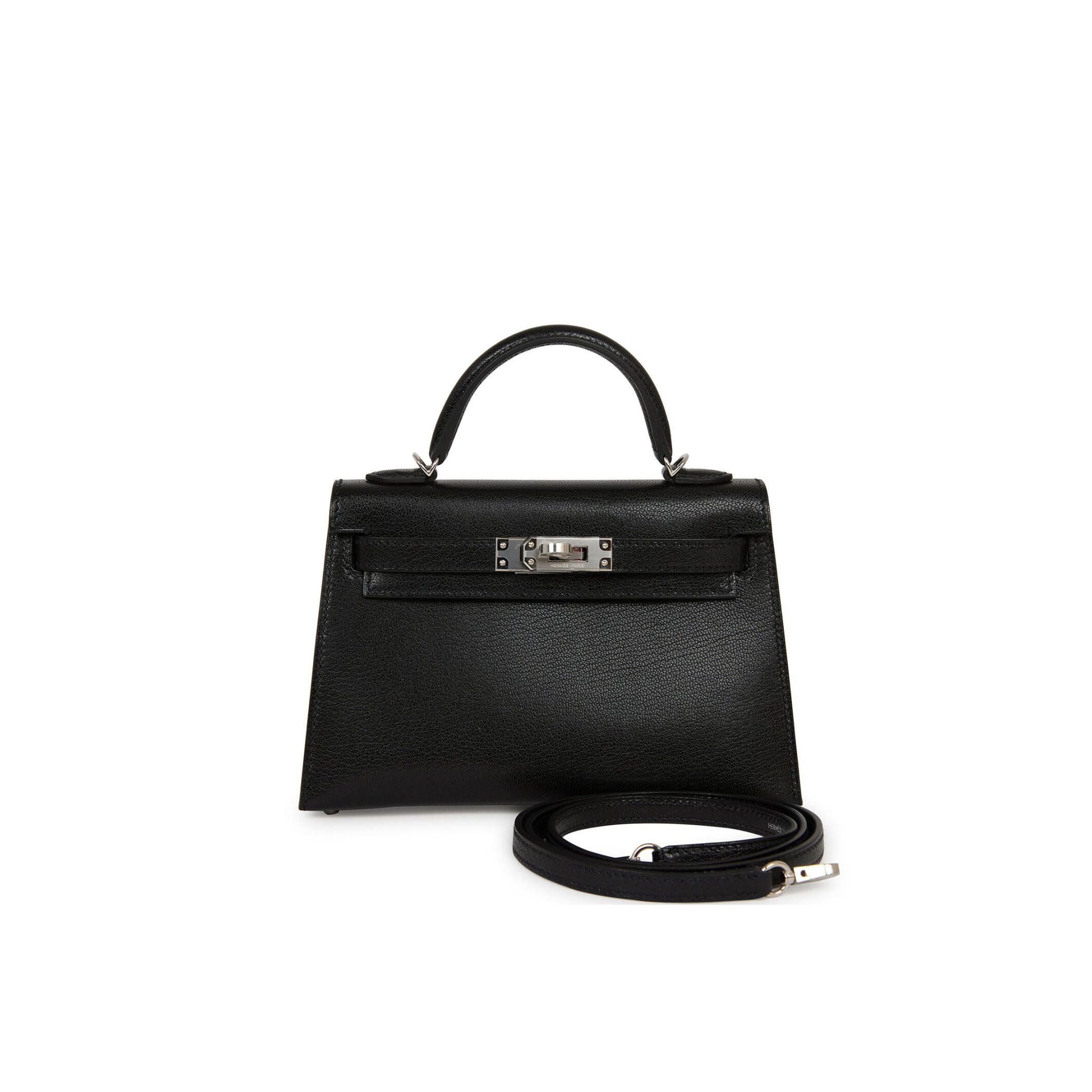 H**mes MASTER KELLY SELLIER 20 BLACK CHEVRE CHAMKILA PALLADIUM HARDWARE 2963547 (20*11*6cm)